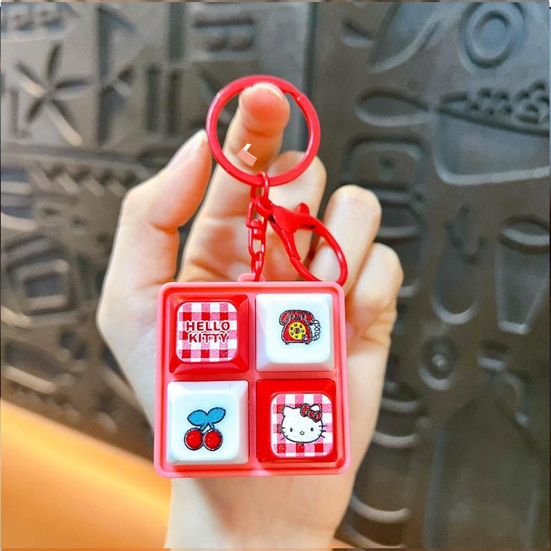 *Sanrio Hello Kitty Говорящий Ключница-Кнопка Ключ-Крышка Кошка Kt Игрушка для Снятия Стресса Милая Кнопка Клавиатуры Сжимающаяся Декор Стола Подарки на День Рождения