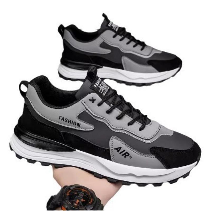 Men's Shoes New Trendy with Platform Sneakers Men's Casual Running Shoes Leather Dad Trendy Shoes
