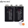 PALO 600mAh Battery 9V Batteries 6f22 6F22X 6LR61 9V Li-ion Rechargeable Battery for Radio Camera Toys Etc Battery