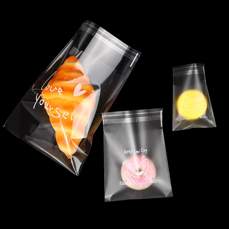 100 шт. счастливых прозрачных пакетов, самоклеящиеся пакеты для конфет, печенья, выпечка, самоклеящиеся индивидуальные подарочные пакеты для упаковки печенья