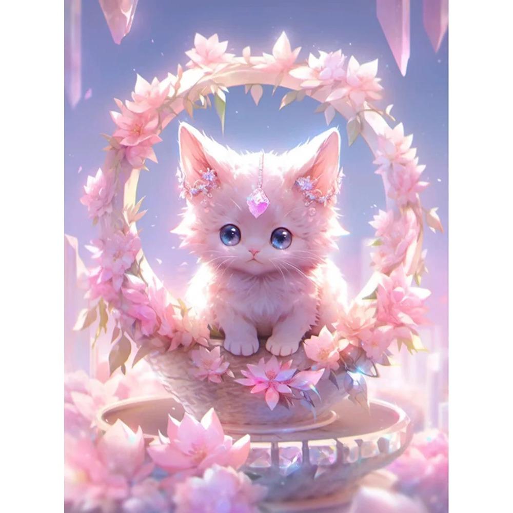 Алмазная картина, полная дрель, милый Санта-Клаус, круглая алмазная живопись, ручная работа, кошка, животное, сделай сам, алмазная мозаика, картина, украшение дома, Рождественский подарок