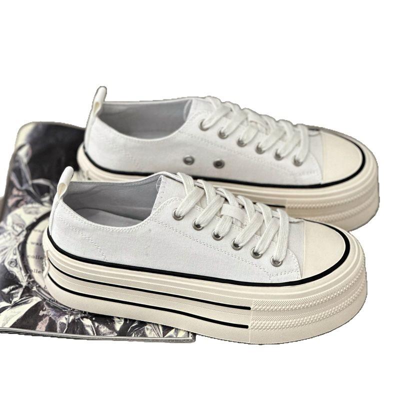 European platform canvas shoes women's 2026 new spring heightening sports and leisure versatile board shoes
