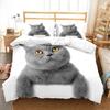 Cute animal cartoon cat 3D printed duvet cover and bedding set, includes duvet cover and pillowcases, machine washable