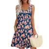Women's Summer Casual U-shaped Tie Pocket Popular Floral Print Dress