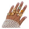 5pcs/7pcs Stackable Opening Rings Set Irregular Retro Metal Ring Chunky Smooth Rings  Daily Wear