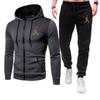 Men's Sports Suit Hooded Printed In Spring And Autumn Fashion Plush Zipper Casual Sportswear 2 Sets