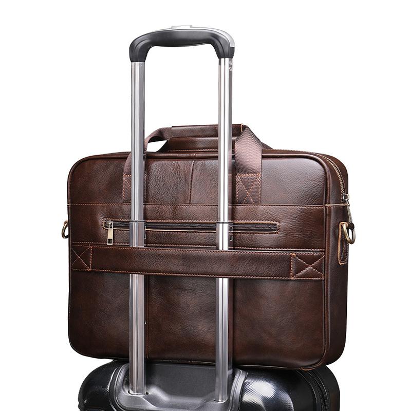 Мужской портфель из натуральной кожи, деловой портфель для ноутбука, литературный ретро-портфель для мужчин, вместительная водонепроницаемая и прочная легкая сумка через плечо