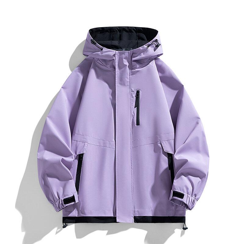 Весенние мужские ветрозащитные водонепроницаемые куртки для отдыха на открытом воздухе свободная повседневная верхняя одежда для пар мужская куртка с капюшоном на молнии в японском стиле