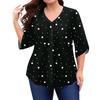 Women's Fashion Large Size Print V-Neck Three-quarter Sleeve Top