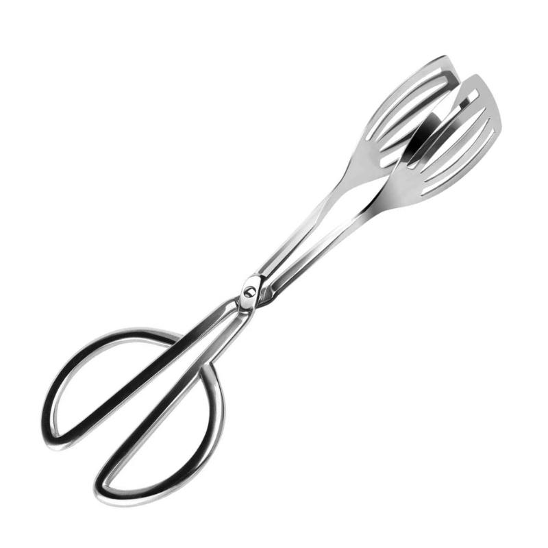 Double Hole Nonrust Steel Food Tongs For Grilling With Nonslip Handle And Enhanced Grip Kitchen BBQ Tool