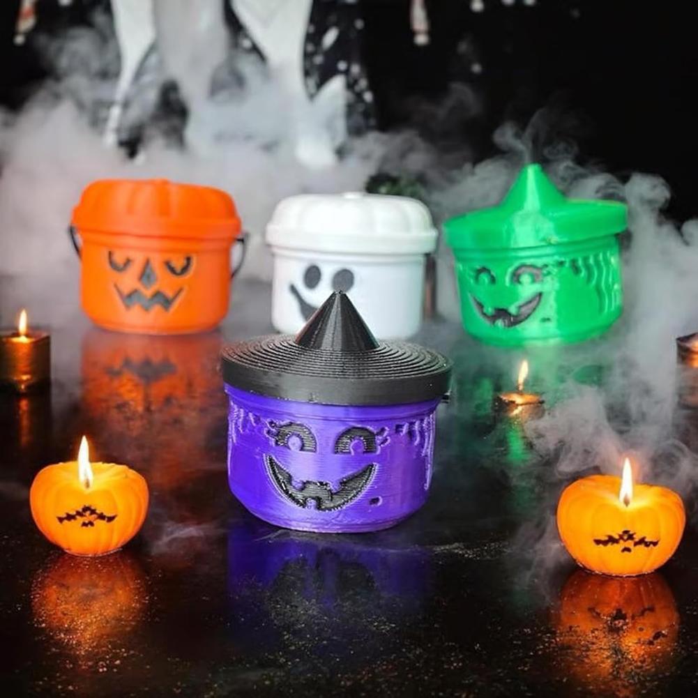 Halloween Mini Nostalgia Bucket with Handles Plastic Storage Buckets Multi-Purpose Spooky Bucket Toy Trick Or Treat Buckets
