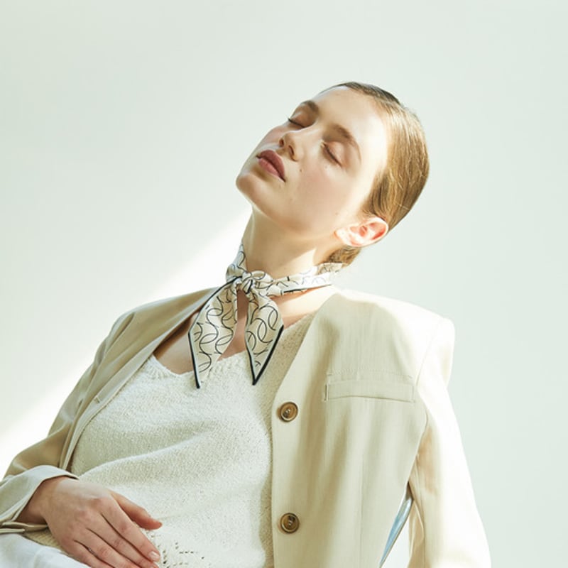 ANA MAISON Sophisticated Linework Silk Twilly Scarf [PMT-1357]