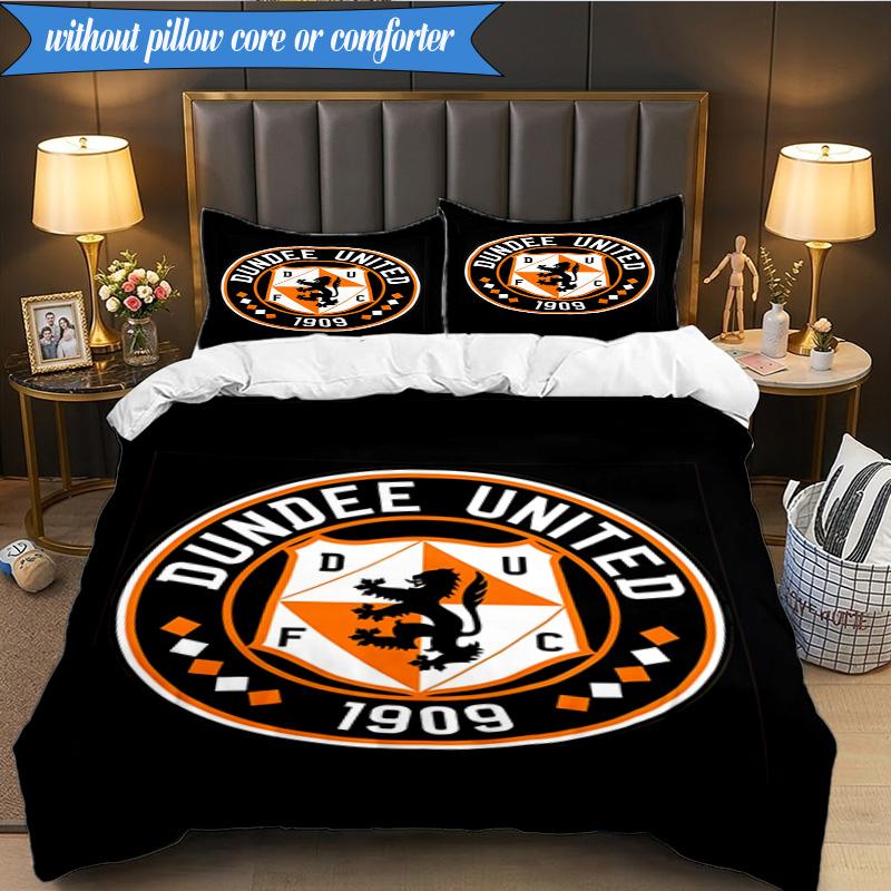 3PCS Dundee United Crest Printed Soft Bedding Set,Including 1pc Duvet Cover And 2pcs Pillowcases Perfect for Bedroom, Dormitory, Fan gift