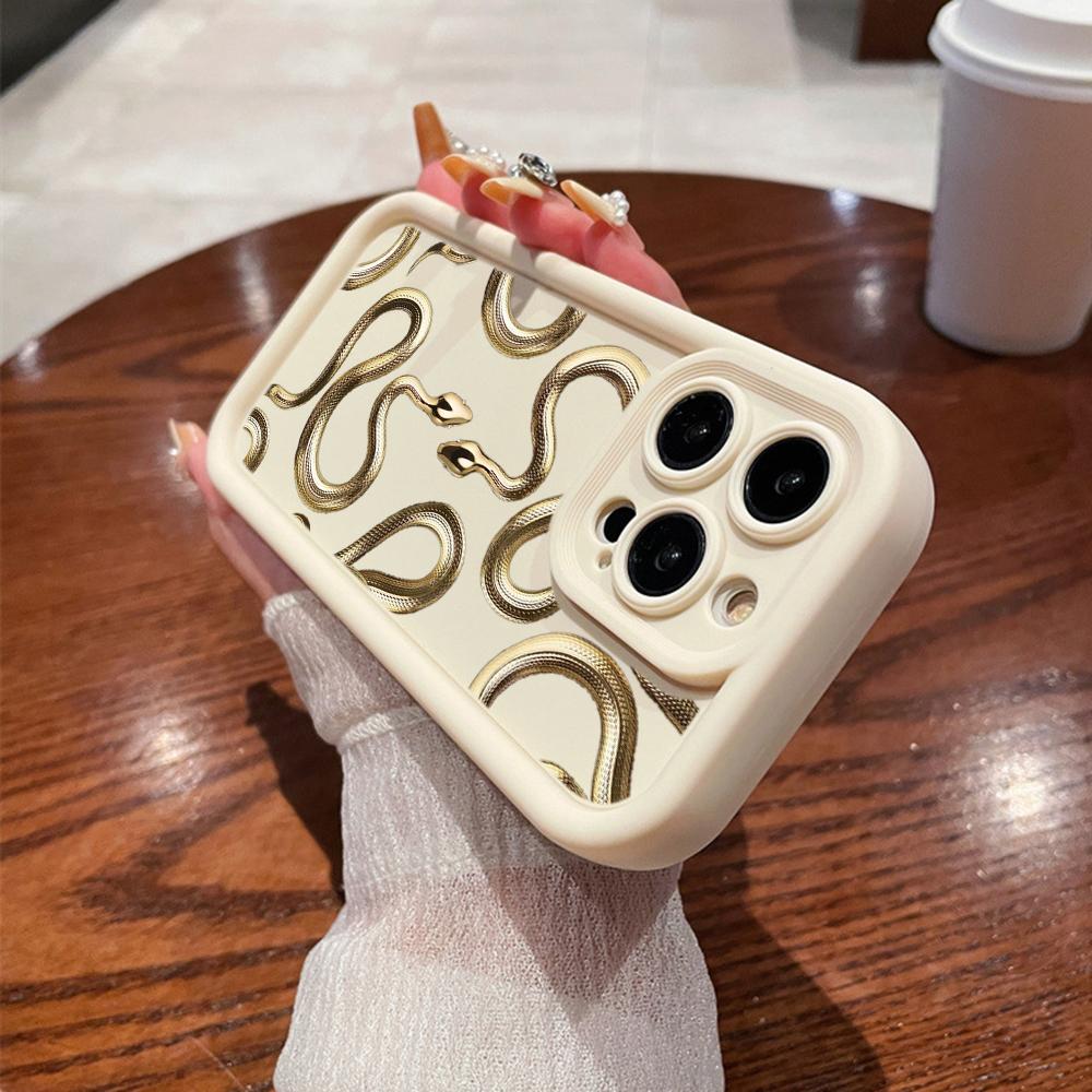 N72, черные, золотые, змеиные, мягкие чехлы для телефонов с ангельскими глазками для iPhone 15, 14, 12, 11 Pro Max 13 mini 7 8 6S Plus XS Max XR SE, противоударный чехол-бампер