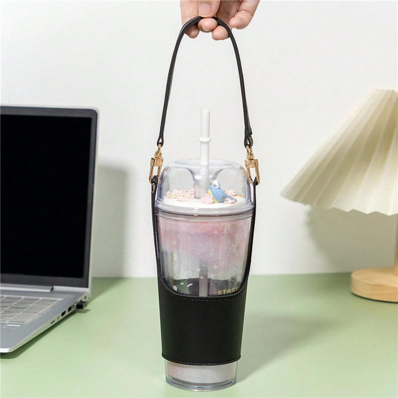 Портативный кожаный держатель для кофейной чашки, регулируемый ремень для переноски бутылки, модная сумка для стакана воды, чехол