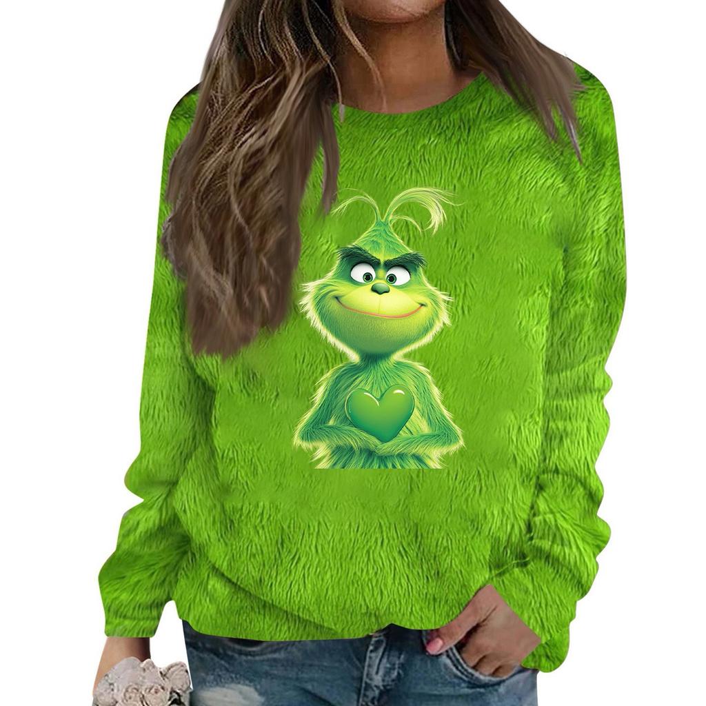 Толстовка большого размера для женщин с круглым вырезом и принтом, с длинным рукавом, рубашки, толстовка