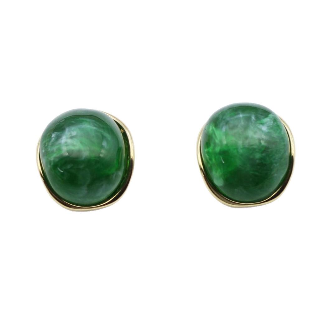 Серьги-пусеты из серебра 925 пробы с эмалью конфетных цветов и овальной смолой - Сохранение цвета настоящего золота, Лидер продаж.