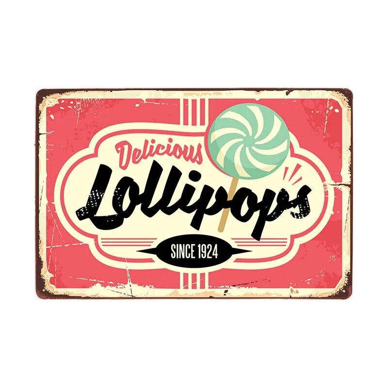 Лимонадный напиток, конфеты, винтажные жестяные вывески, кафе-бар, паб, Ретро Настенный декор, металлический плакат 20x30 см