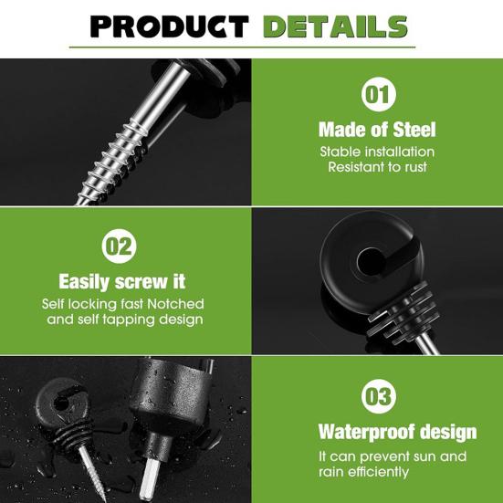 1 Set Electric Fence Insulator Screws Fence Ring Post Self-Tapping Insulator Labor-Saving Wood Post Insulator Grid System Accessories