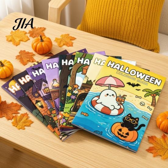Cute Ghost Pumpkin Drawing Pads 8PCS Halloween Cartoon Coloring Book, And Illustrations, Thick Preschool Activity Book Paper Kids Set, for Party