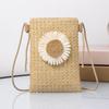 Rattan Woven Women Straw Bag Adjustable Shoulder Bag Handbag Knit Flower Summer Beach Woman Shoulder Messenger Khaki Bags
