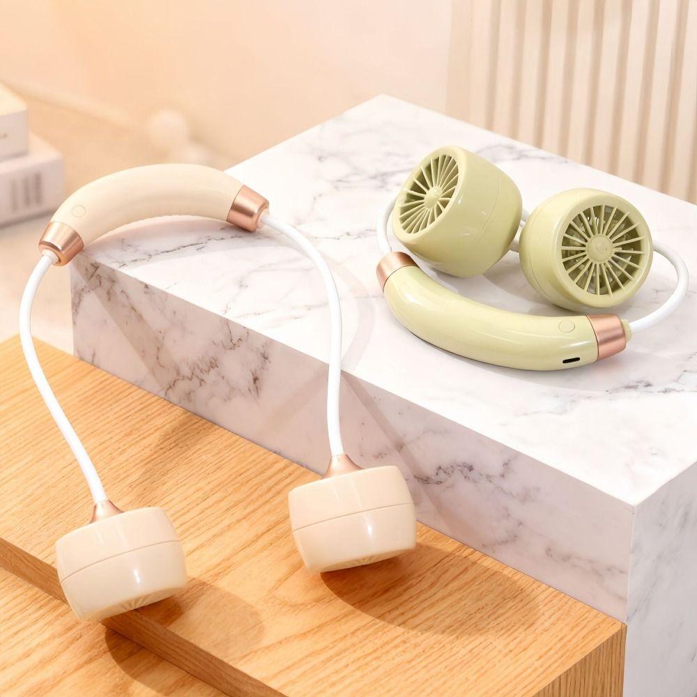 Foldable Structure Wearable Neck Fan Turbine Air Outlets Turbine Cooling Fan  Summer Outdoor