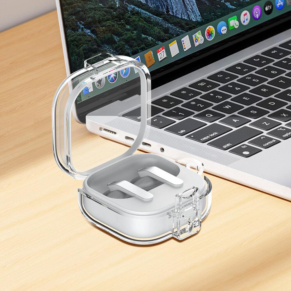 KEYSION Жесткий прозрачный HD чехол для наушников из поликарбоната для Samsung Buds4 Pro С переключателем Ударопрочный чехол для наушников для Galaxy Buds 4 Pro