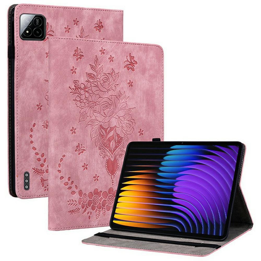 Для Xiaomi Poco Pad X1/Pad 8 Pro/Pad 8/Pad 7 Pro/Pad 7 Чехол Держатель для карт Противоударный Кожаная обложка Отпечаток Розы