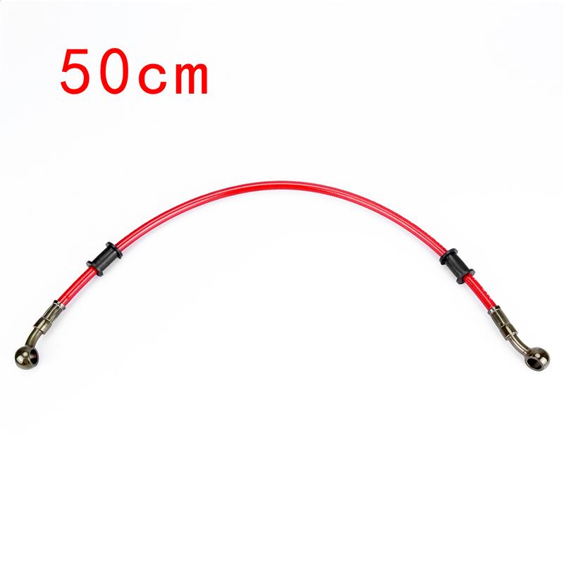 M10 50-120cm Motorcycle Dirt Bike Braided Line Steel Brake Hose Cable Hydraulic Banjo Pipe Universal Fit Racing