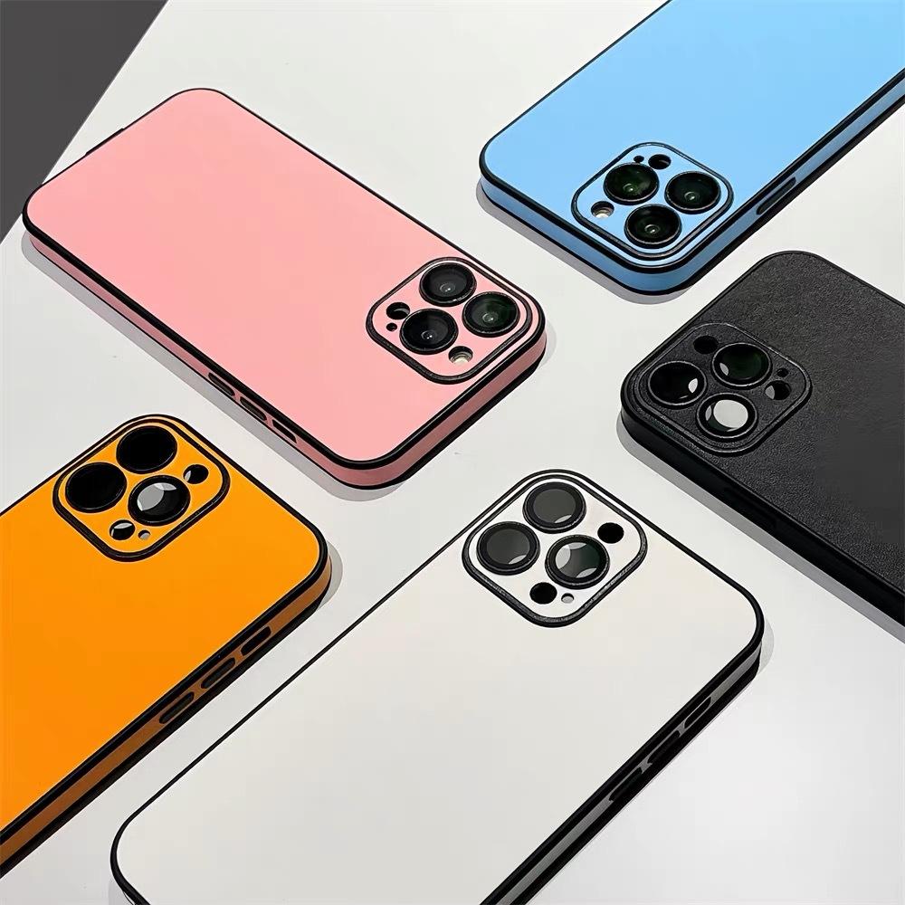 Чехол для телефона из гладкой кожи с мелкими отверстиями для защиты объектива, подходит для iPhone 16, простой защитный чехол для 12 Pro Max и Apple 15 Plus