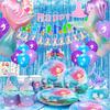 Mermaid Party Supplies&Decorations,Mermaid Birthday Decorations&Tableware Set Mermaid 16/Serves Party Plates Cups Tablecloth Balloons Banner