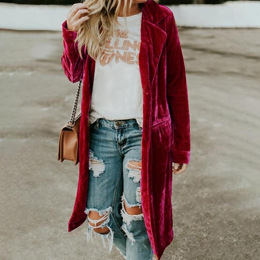 Женская модная золотая бархатная ветровка, длинное платье, повседневная куртка