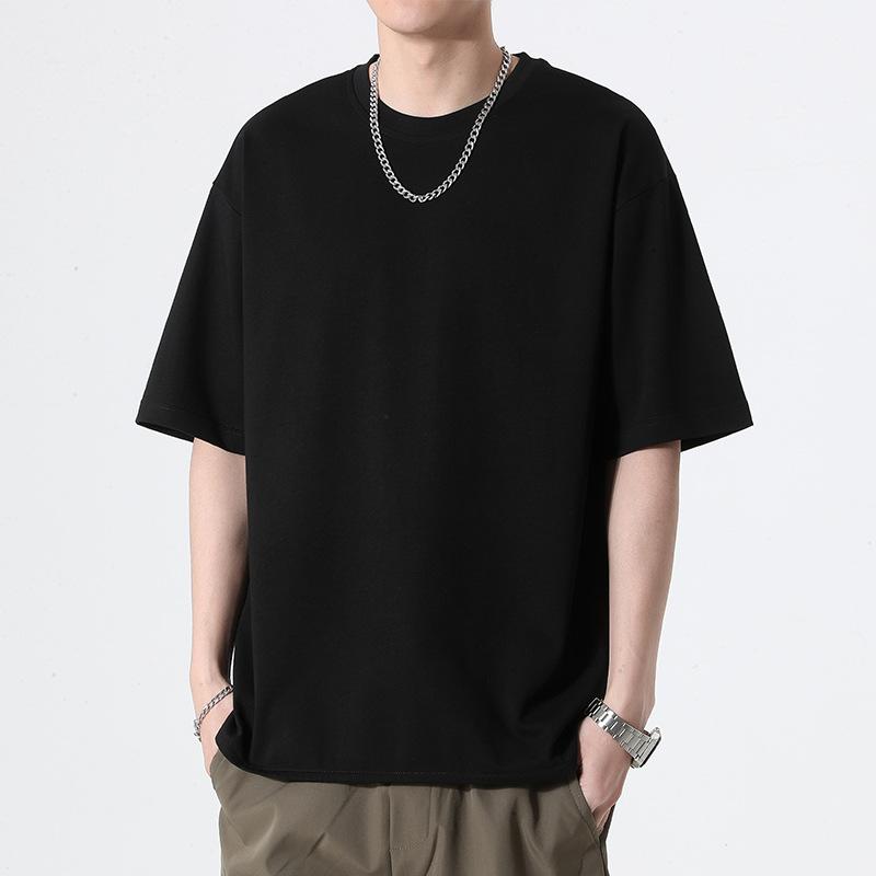 Мужская повседневная футболка с короткими рукавами, летняя футболка для пар, футболка с половиной рукавов, студенческая базовая свободная одежда
