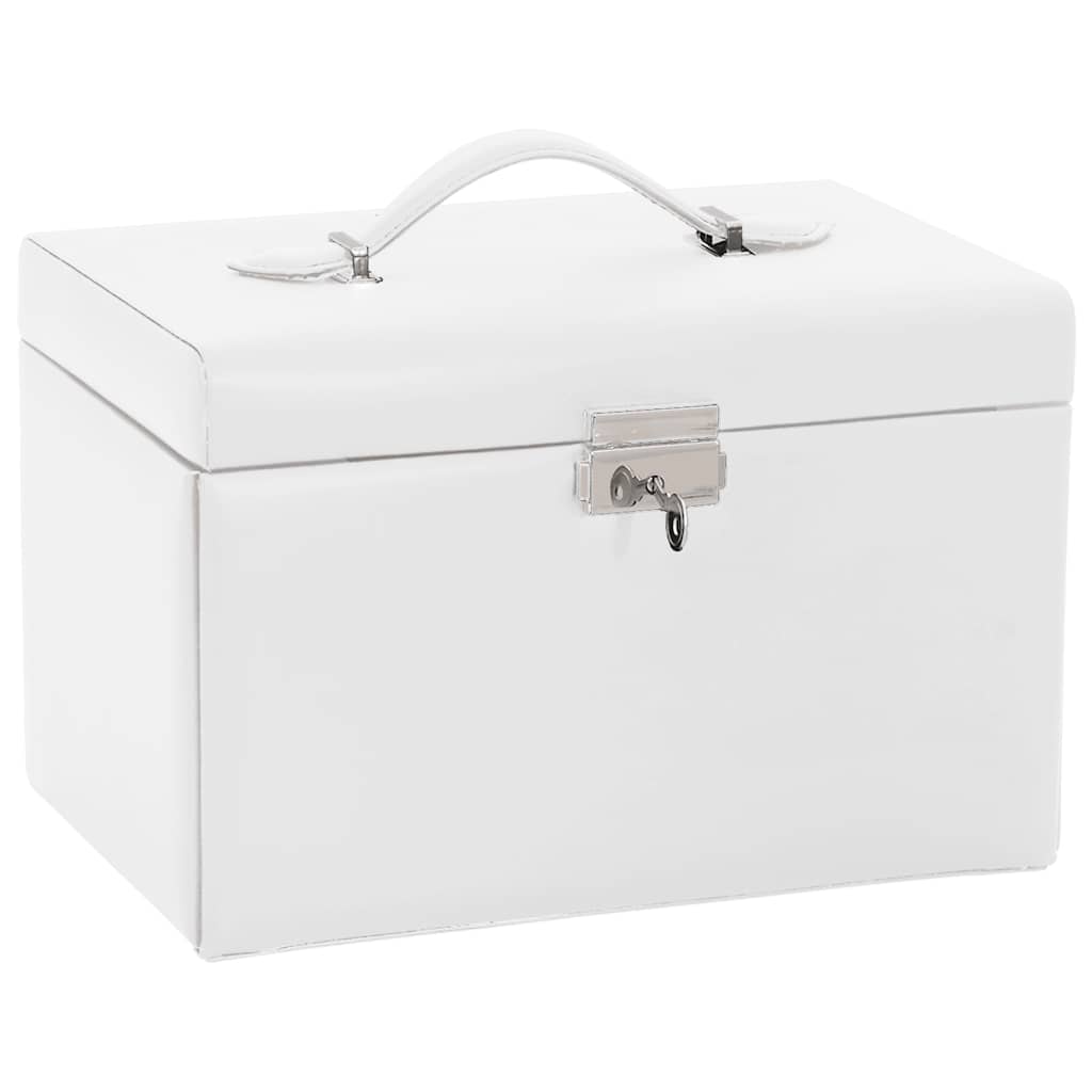 3 Tier Jewelry Box with Mirror Lockable White