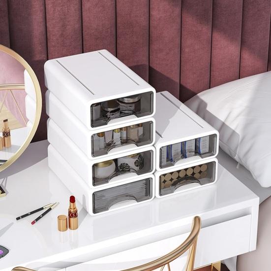 Ящик для хранения, прозрачный ящик, многофункциональный штабелируемый органайзер для канцелярских принадлежностей, настольный ящик для хранения