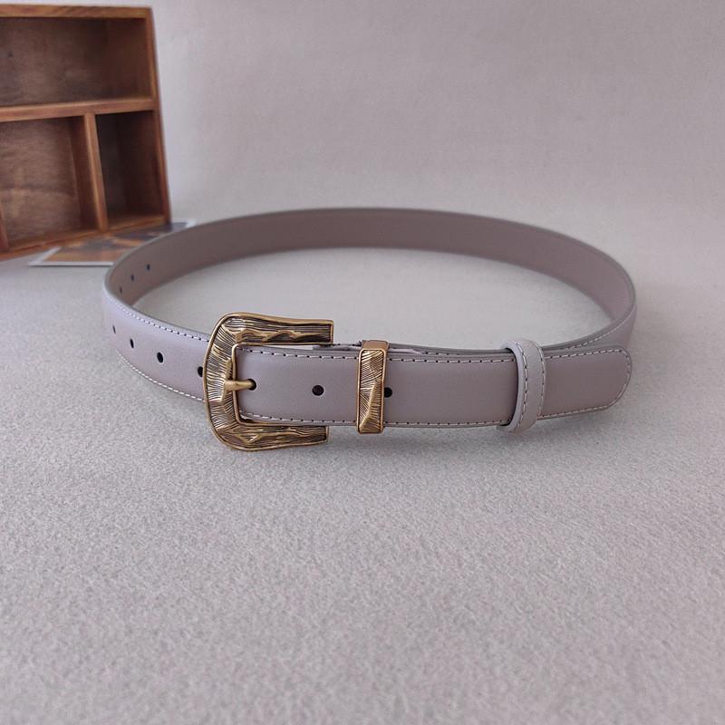 Color Solid Leather Belt For Women With Metal Pin Closure For Casual Outfits