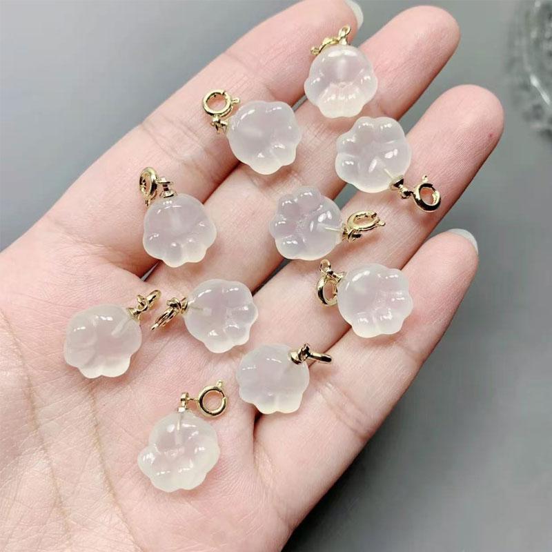Summer Cool White Agate Necklace Pendants Mini Star Heart Calabash Cat Paw Flower Lucky Bag Shape Natural Clear Carnelian Charms