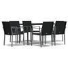 VidaXL Garden Dining Set 7 Pcs Cushions Wicker Steel 3186944
