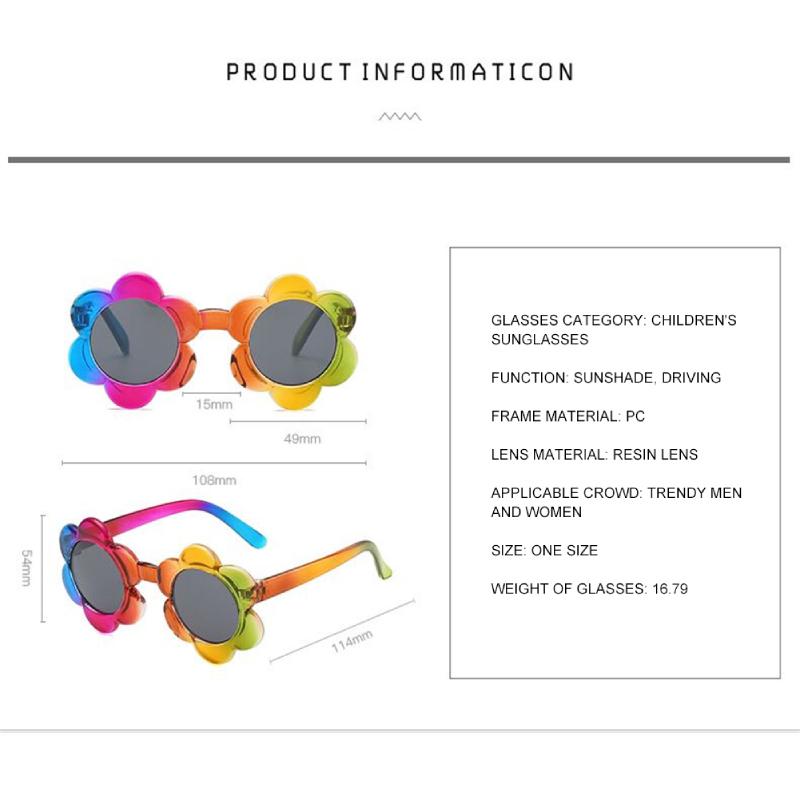 Детские солнцезащитные очки с цветочным принтом, радужные красочные милые круглые детские очки для малышей, мальчиков и девочек, активный отдых на свежем воздухе