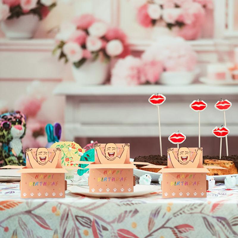 1Pcs Humorous 3D Terrifying Bald Character Design Whimsical Card Hilarious Happy Birthday Card DIY Accessories