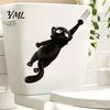 Funny Toilet Tank Accessories Furry Black Cat Seat Sticker, Waterproof PVC Bathroom Decal, Removable Cute Animal Wall Art for And Lid Decoration