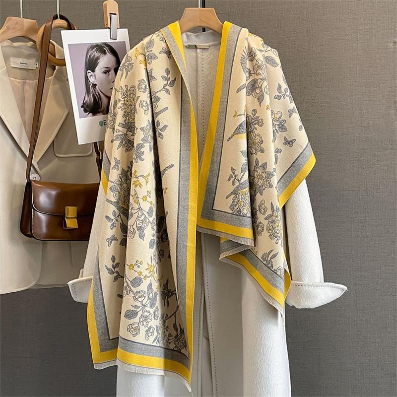 Зимний теплый кашемировый шарф для женщин, роскошная пашмина, шаль, обертывание, шейный платок, женский буфанда, эшарп, дизайн, пончо, палантин