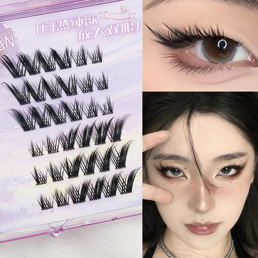 Glue Free Manga Lashes With Jelly Glue Strips 3D False Eyelashes Cat Elf Eyelashes Party Supplies