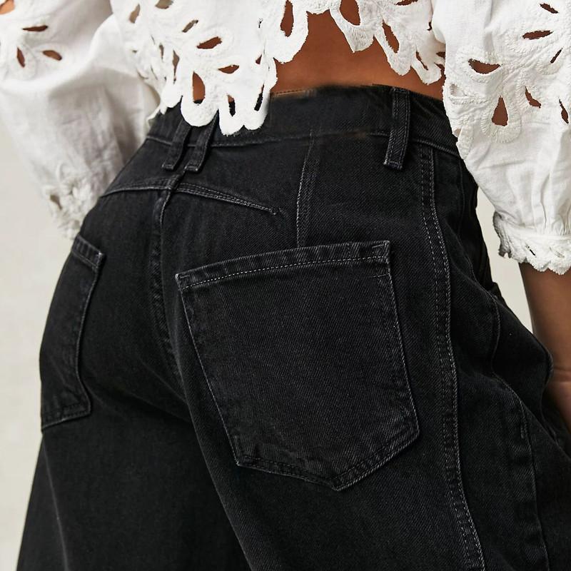 Long Pants Casual Fashion Solid Colour Loose Mid Waist Straight Women's Jeans