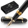 Перьевая ручка Wordsworth & Black Majesty (Черное золото) + 24 чернильных картриджа (Черный и синий) + Покрытие 24 каратным золотом + Среднее перо с покрытием 18 каратным золотом +