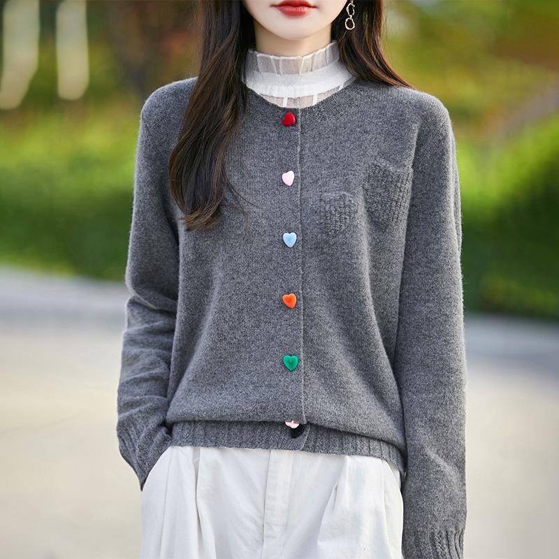 Женский кашемировый свитер Qinghe Cashmere 30% кашемир 70% шерсть Осень и зима Кашемировый кардиган Мягкий и теплый