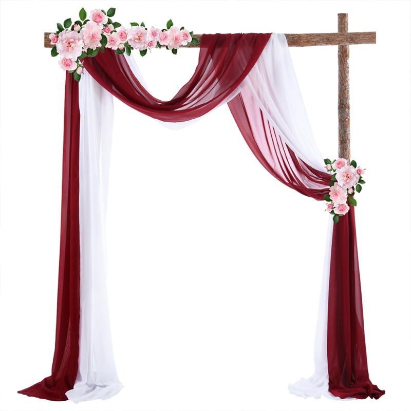 1pc/2pcs 70*550cm Elastic Chiffon Arch Drapery For Wedding Decoration Stage Background Cloth Gauze