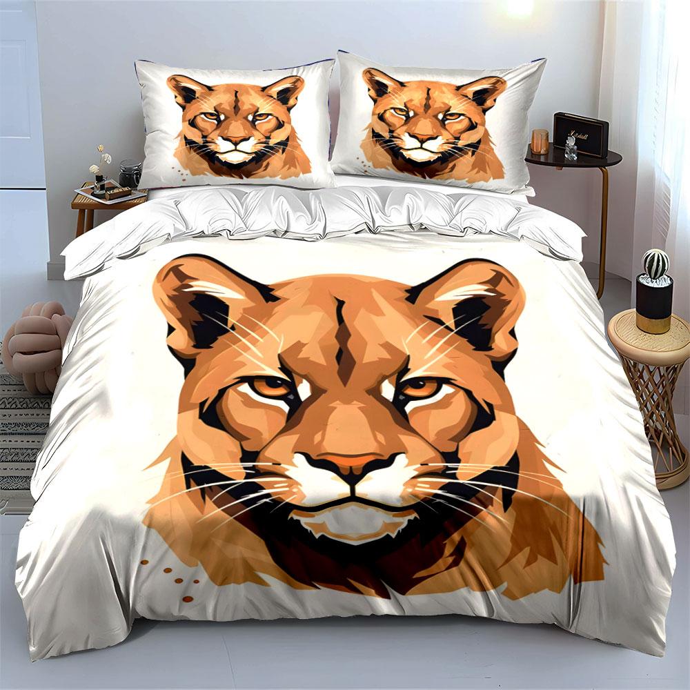 Geometric mountain lion face. Bedding sets Duvet cover sets Duvet covers Pillowcases(1*Duvet Cover 2*Pillowcases without duvet insert)