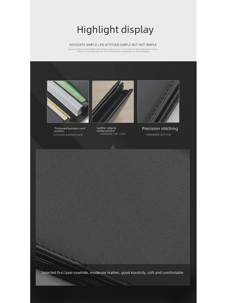 Men's Genuine Nappa Leather Business Card Holder – Soft, Embossable Surface