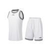 Li Ning Sports Basketball Series Logo Print Sweat-Absorbing Comfortable Split Set Men Activewear Standard-White AATT001-4